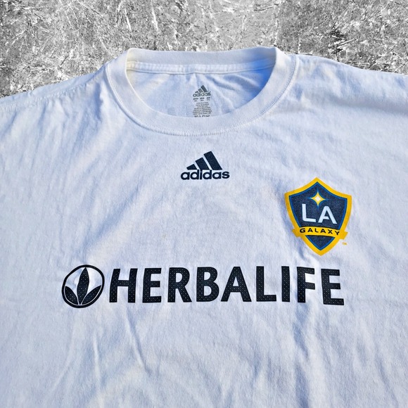 David‎ Beckham # 23 T Shirt Mens 2XL Adidas LA Galaxy White Herbalife READ - Picture 5 of 12